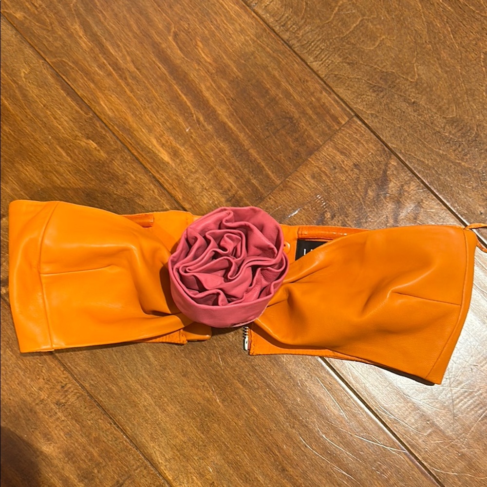 Lamarque Orange and Pink Rosette top